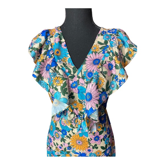 TopShop Mix and Match Stripe and Floral MIDI Dress - Picture 2 of 12